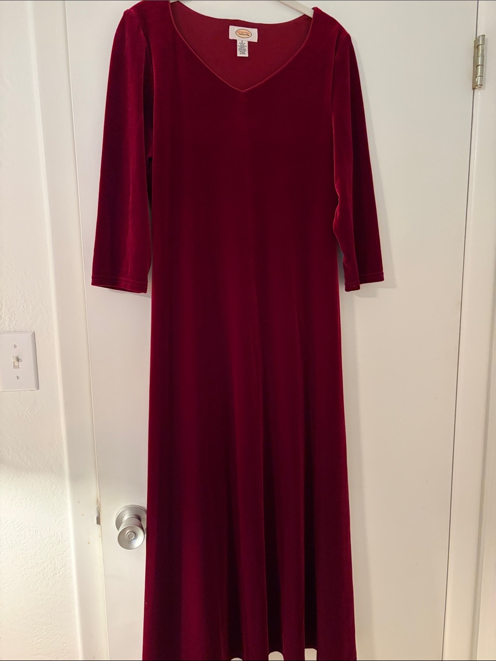 Talbots Velvet V-Neck Maxi Dress - Burgundy